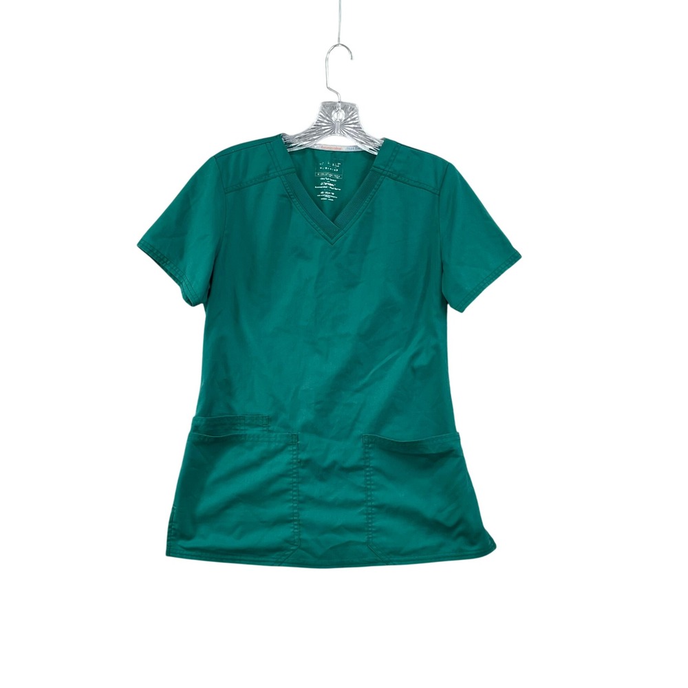 Cherokee Scrub Top Women XS Green Revolution Tech Certainty Antimicrobial V-Neck